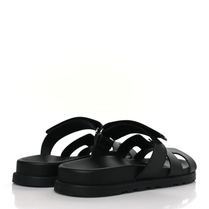 Hermes Calfskin Womens Chypre Sandals 39.5 Black 4 of 9