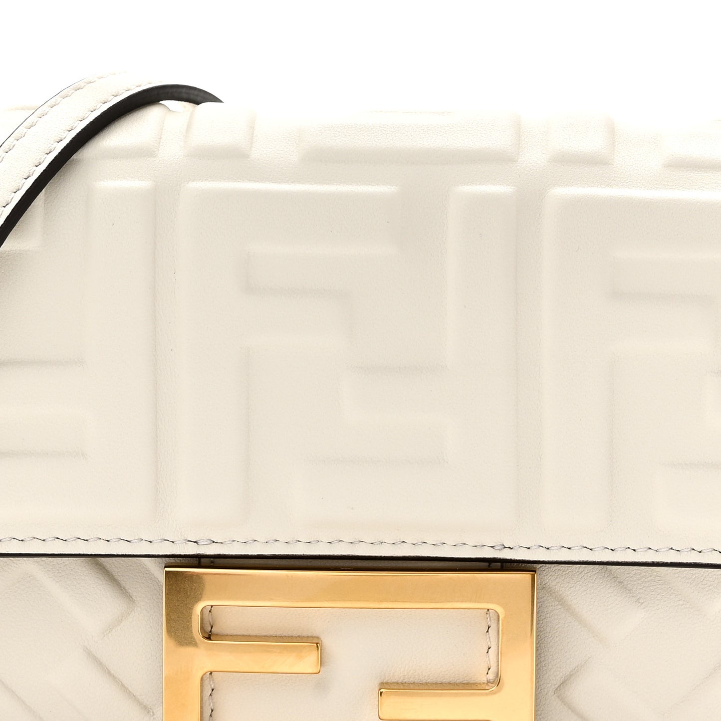 Nappa FF 1974 Embossed Mini Baguette White