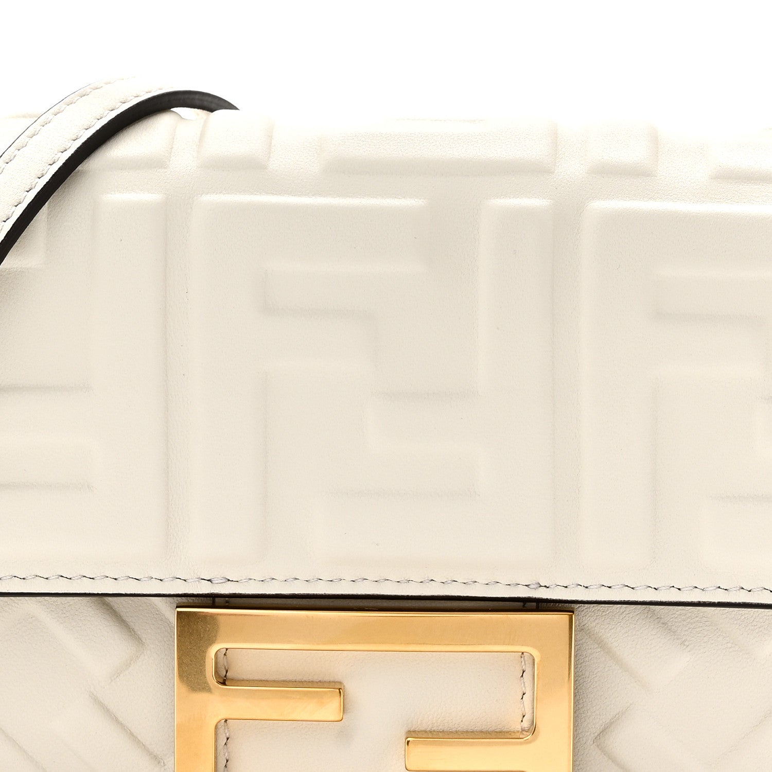 Fendi Nappa FF 1974 Embossed Mini Baguette White 8 of 10