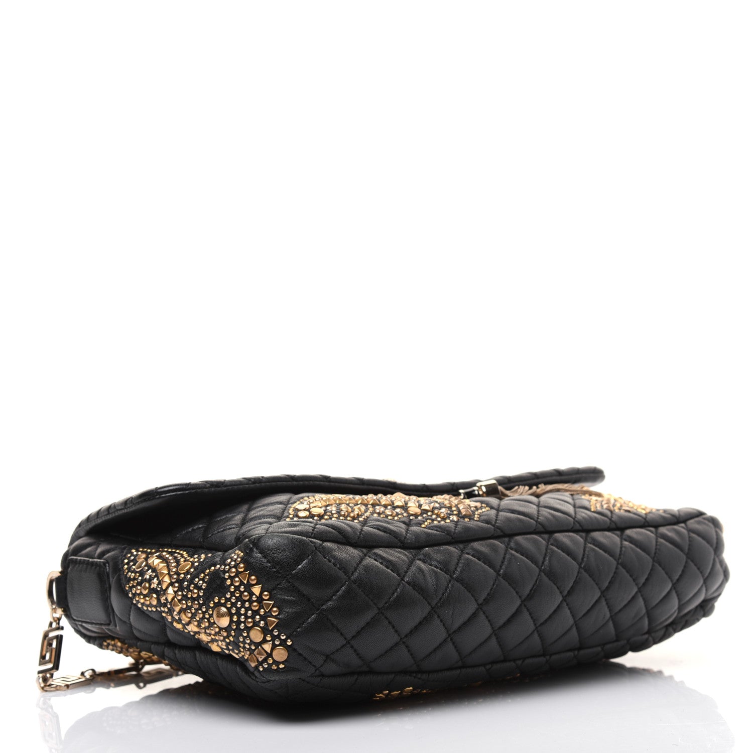 Versace Nappa Barocco Quilted Studded Calliope Vanitas Shoulder Bag Black 5 of 19