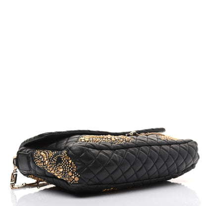 Versace Nappa Barocco Quilted Studded Calliope Vanitas Shoulder Bag Black 5 of 19