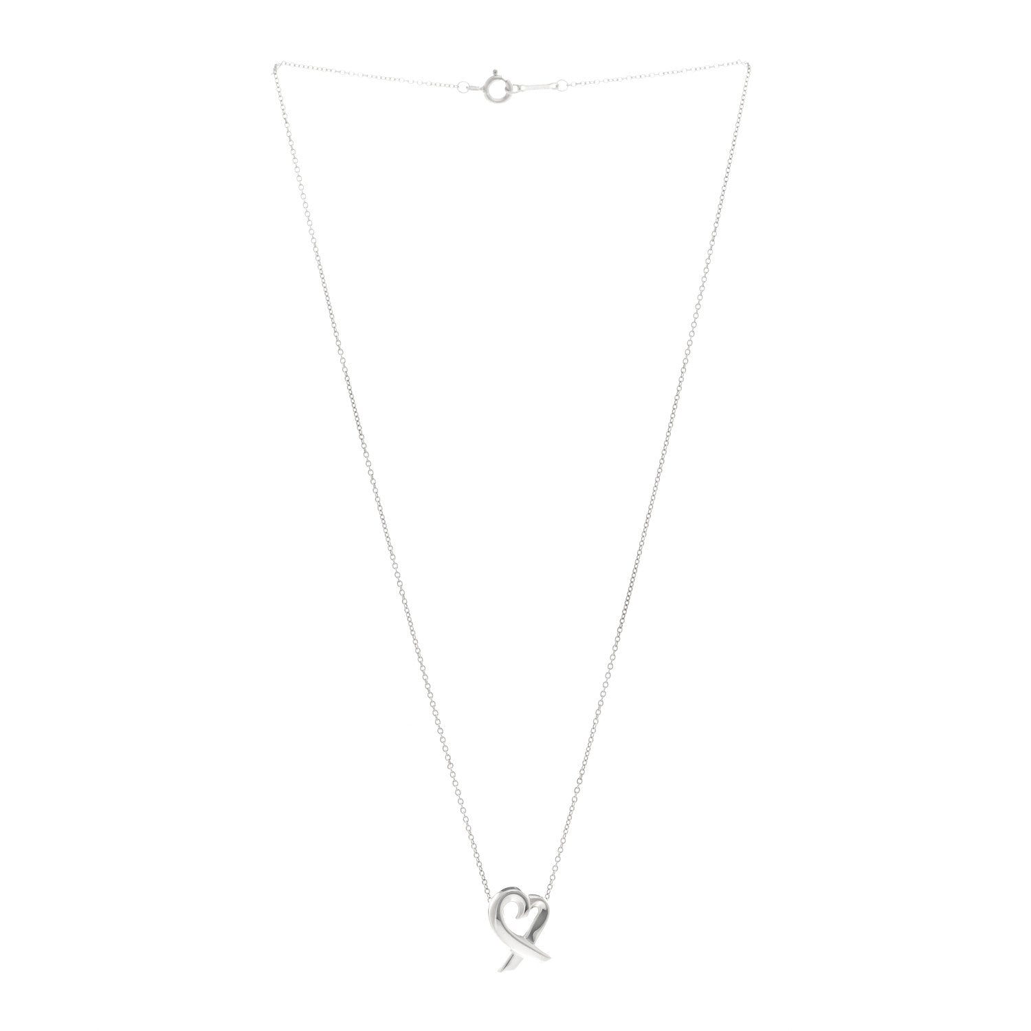 Tiffany Sterling Silver Small Paloma Picasso Loving Heart Pendant Necklace 3 of 5