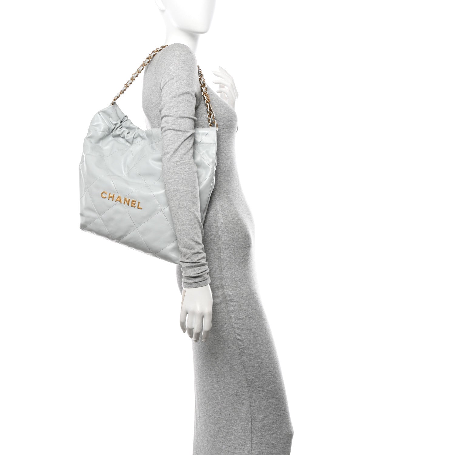 Chanel Shiny Calfskin Quilted Chanel 22 Light Blue 2 of 11