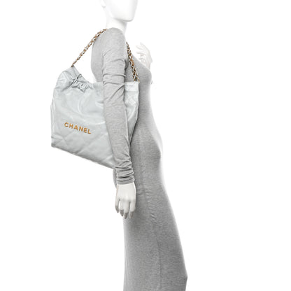 Chanel Shiny Calfskin Quilted Chanel 22 Light Blue 2 of 11