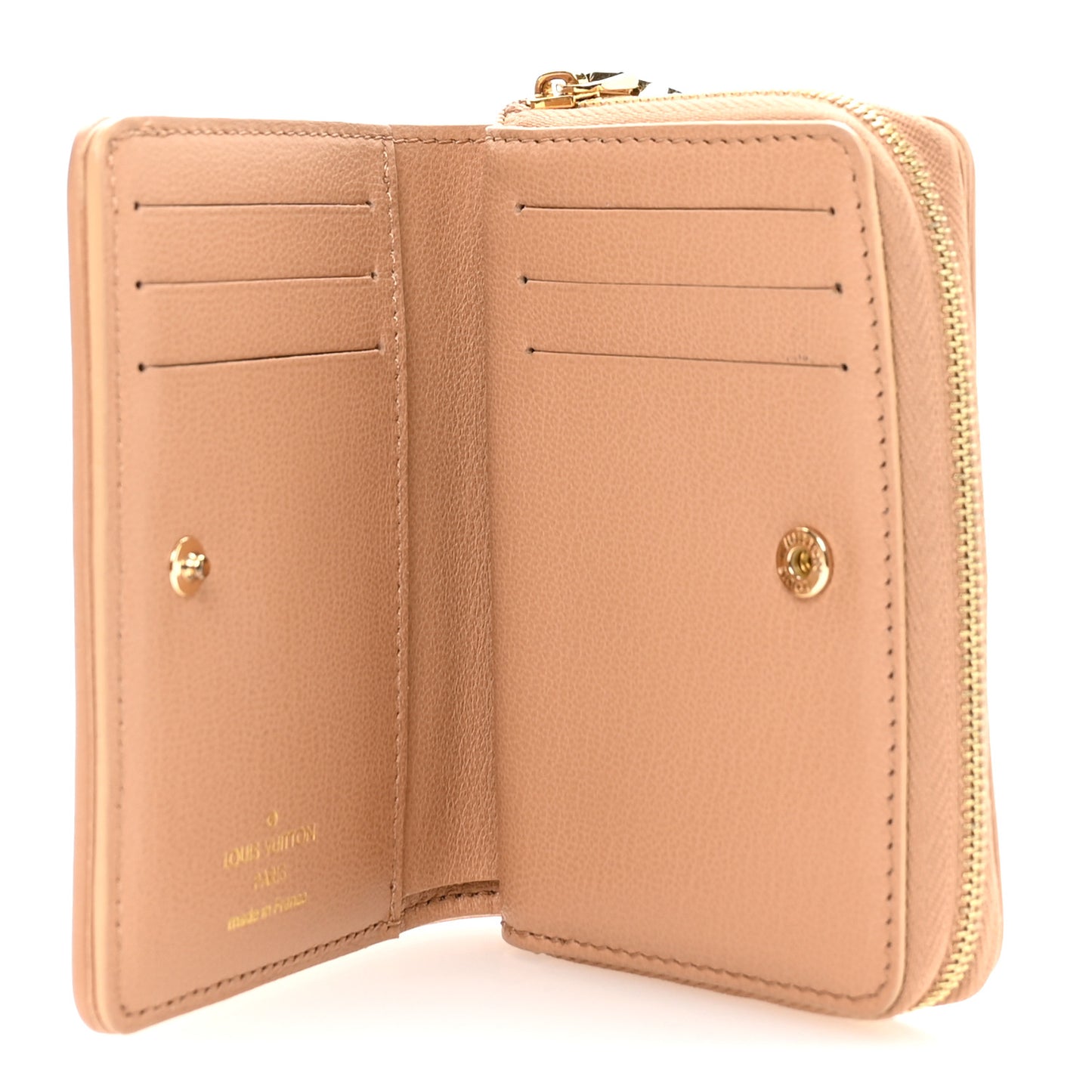 Lambskin Embossed Monogram Lou Coussin Wallet Camel