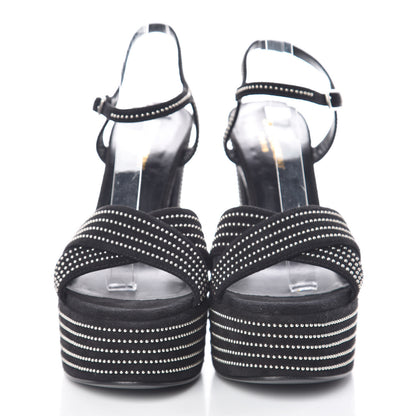 Saint Laurent Suede Studded Candy 80 Platform Sandals 39.5 Black 2 of 9