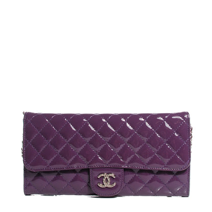 Chanel Patent Calfskin Quilted Brilliant East West Flap Clutch Purple 1 of 7