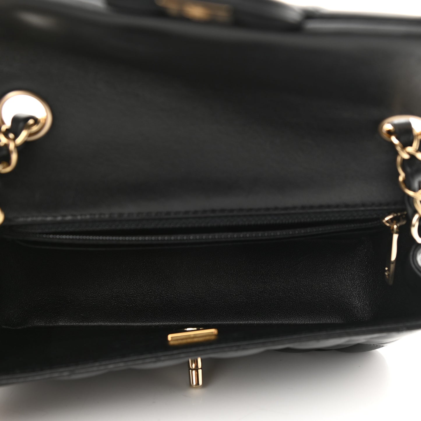 Lambskin Quilted Mini Rectangular Flap Black