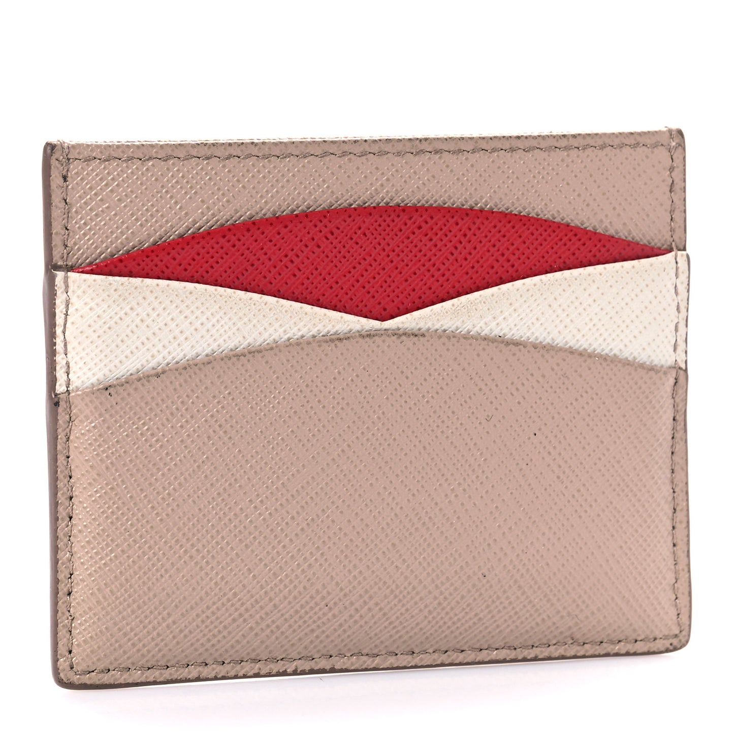 Saffiano Card Holder Powder Pink Fiery Red