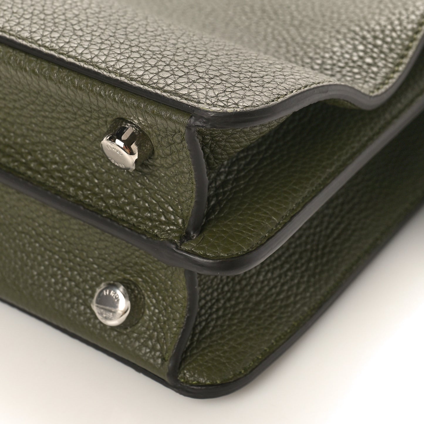 Cuoio Romano Vitello Cover Glazed Fabric Bi-Color FF 1974 Mini Peekaboo I SEE U Satchel Oliva
