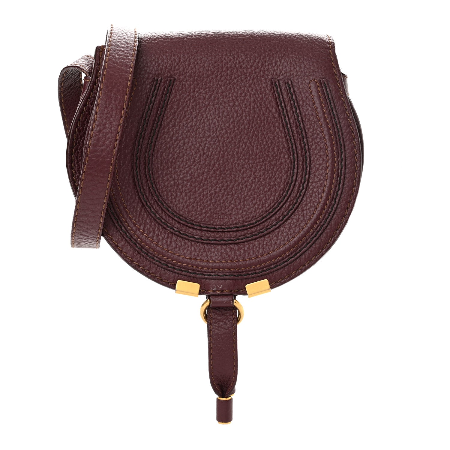 Chloe Grained Calfskin Mini Marcie Round Crossbody Bag Wild Purple 1 of 14