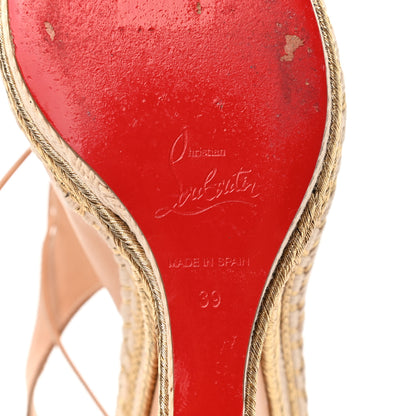 Christian Louboutin Calfskin Spagana 140 Lace Up Platform Wedge Sandals 39 Natural 6 of 9