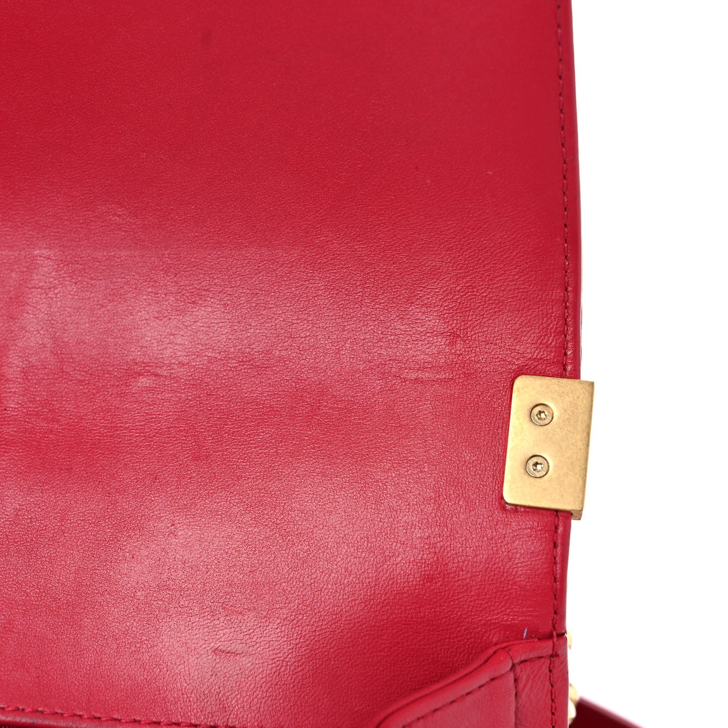 Calfskin Quilted Small Boy Flap Red