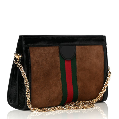 Gucci Suede Patent Web Small Ophidia Chain Shoulder Bag Nocciola Black 3 of 10