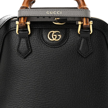 Gucci Textured Dollar Calfskin Mini Diana Dome Tote Bag Black Dusty Grey 8 of 10
