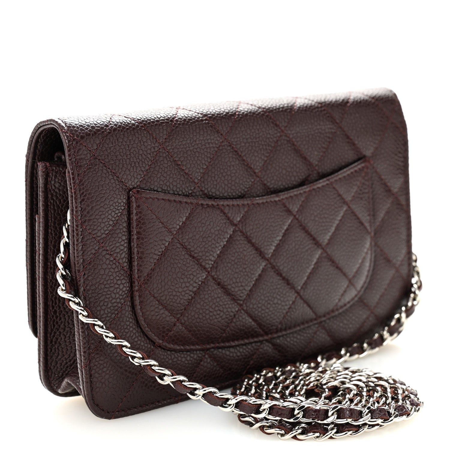 Chanel Caviar Quilted Wallet on Chain WOC Burgundy 3 of 12