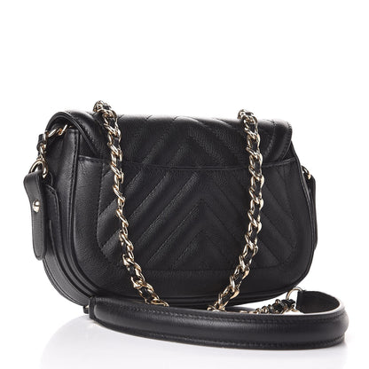 Chanel Calfskin Chevron Quilted Mini Messenger Flap Black 3 of 7