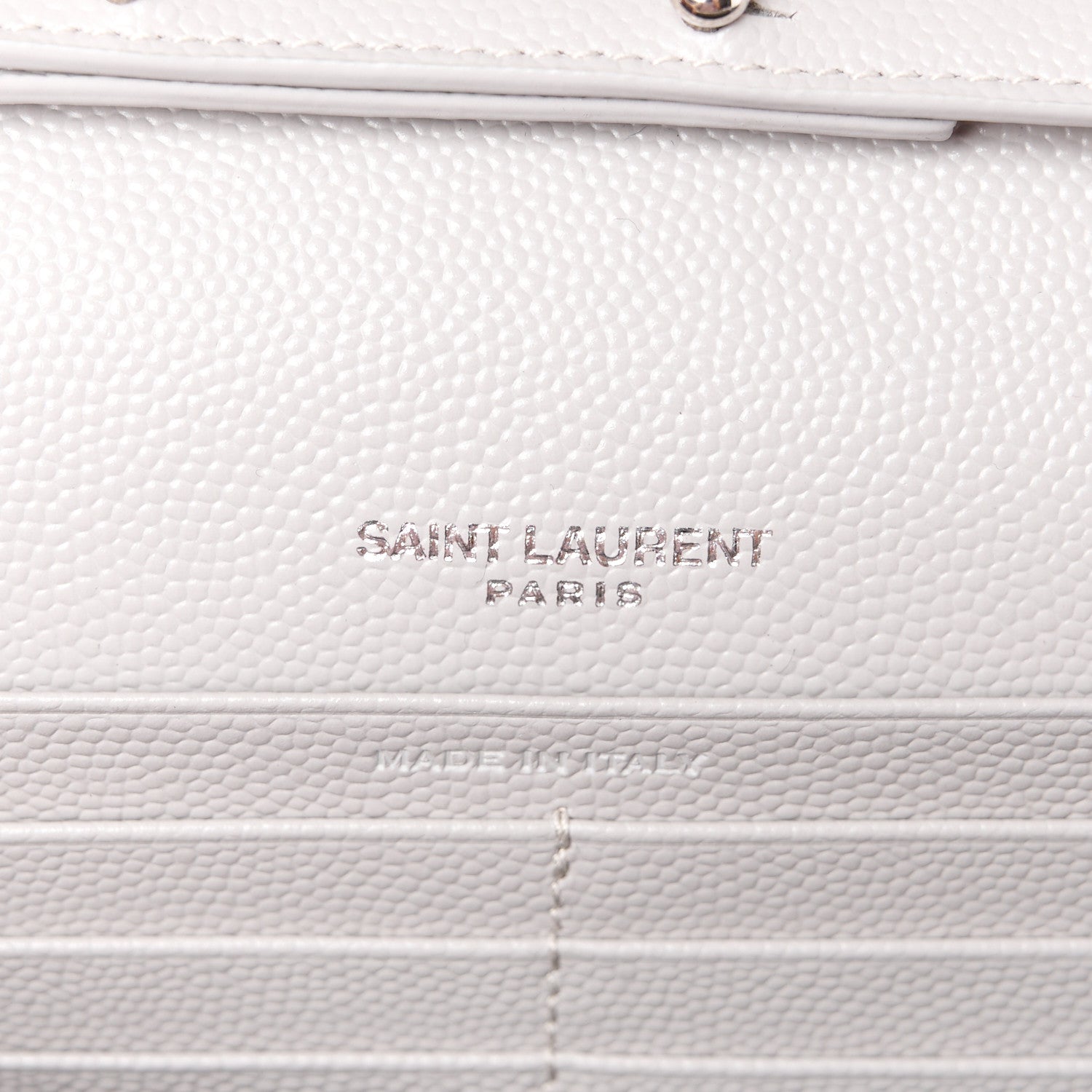 Saint Laurent Grain De Poudre Matelasse Chevron Monogram Chain Wallet Granite 7 of 13