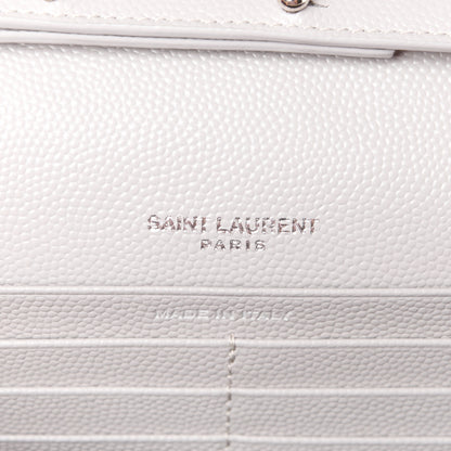 Saint Laurent Grain De Poudre Matelasse Chevron Monogram Chain Wallet Granite 7 of 13