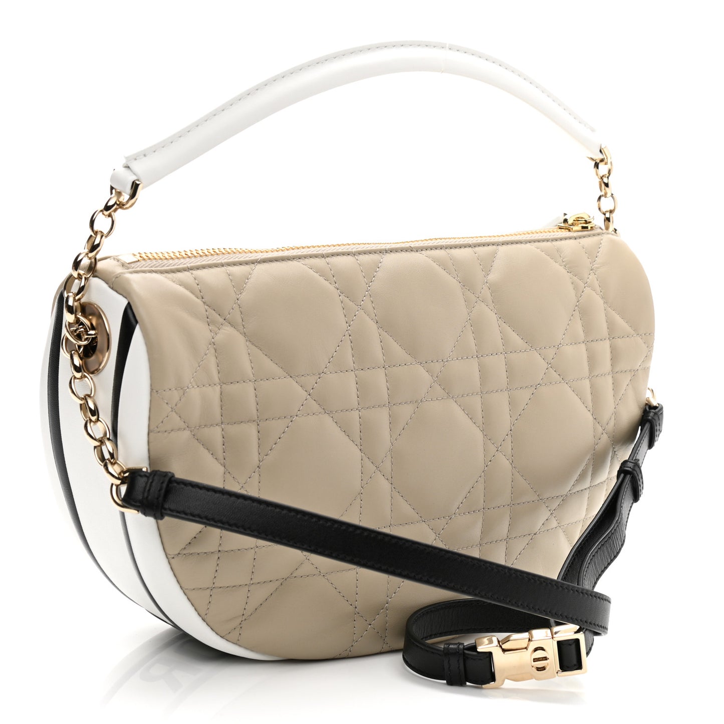 Lambskin Cannage Medium Dior Vibe Hobo Bag Beige