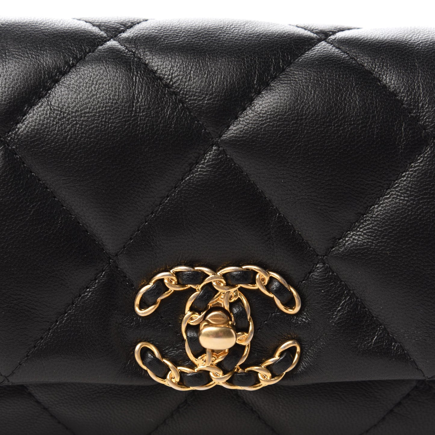 Goatskin Quilted Chanel 19 Waist Bag Black