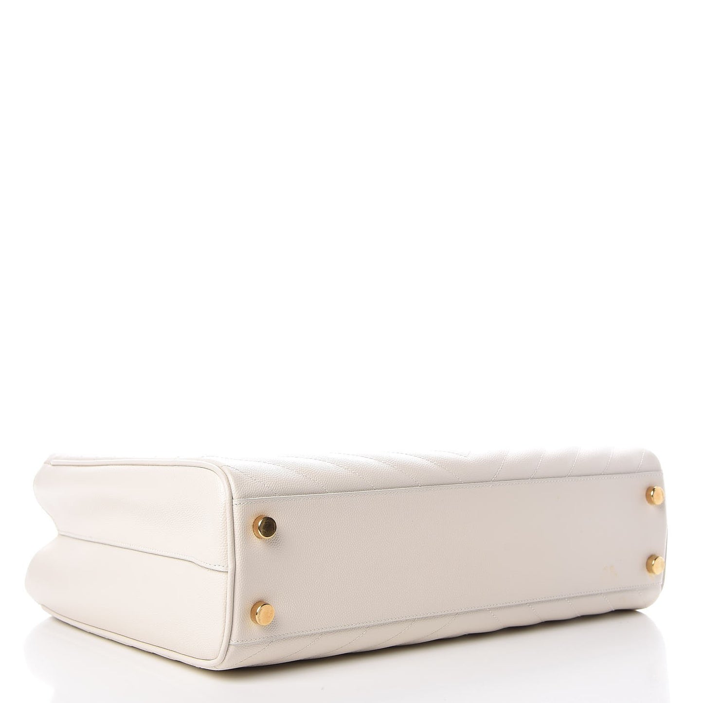 Grain De Poudre Matelasse Chevron Monogram Shopping Bag White