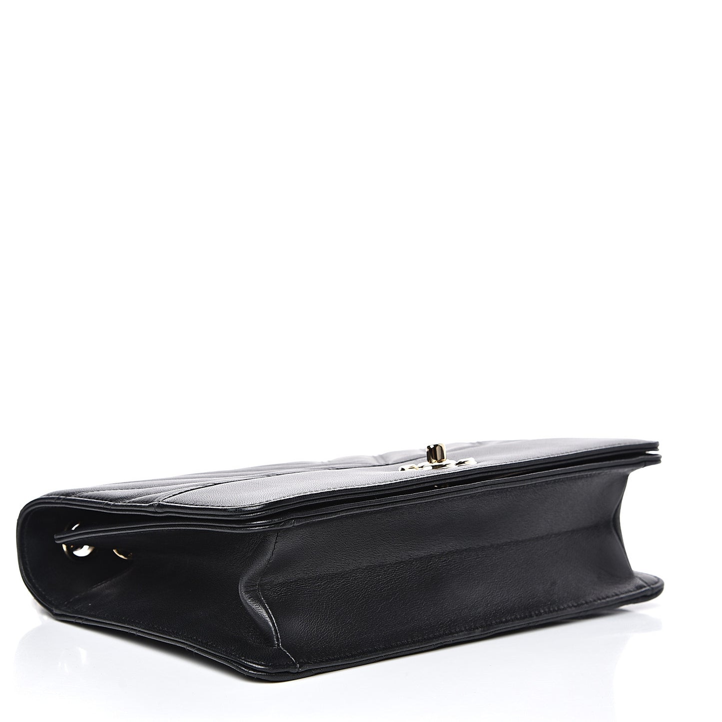 Lambskin Chevron Quilted Flap Black