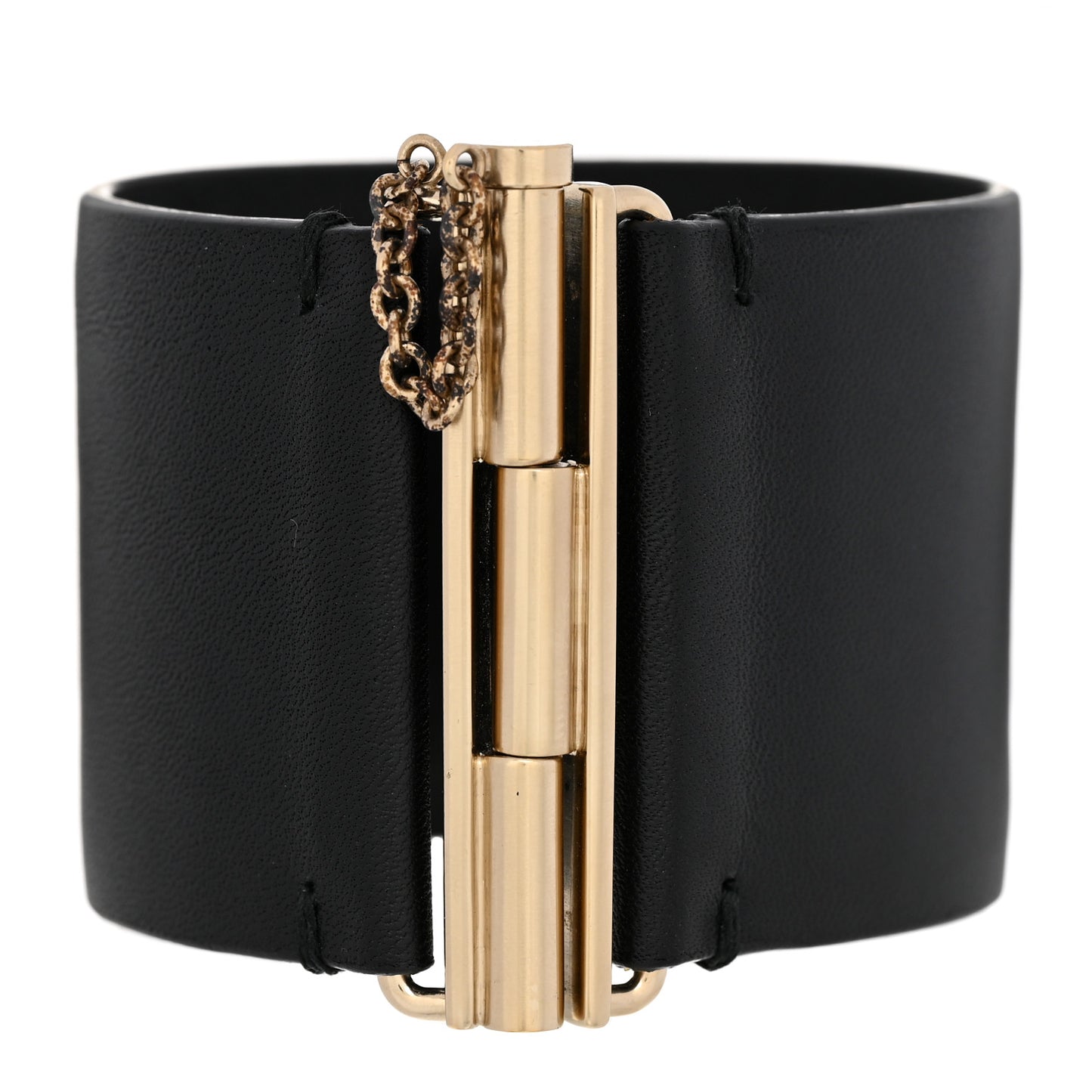 Calfskin CC Wide Cuff S Black Gold