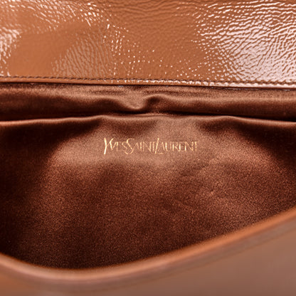 Saint Laurent Textured Patent Calfskin Large Belle De Jour Clutch Tobacco 8 of 9