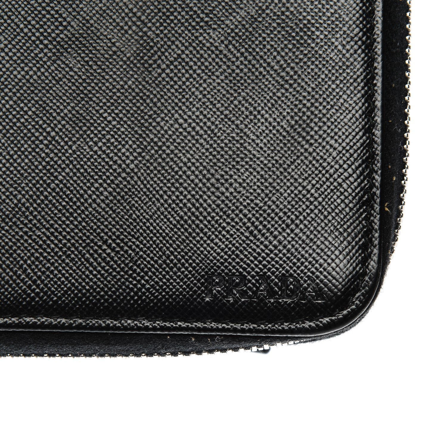 Prada Saffiano Large Zip Around Travel Wallet Nero Black 7 of 10