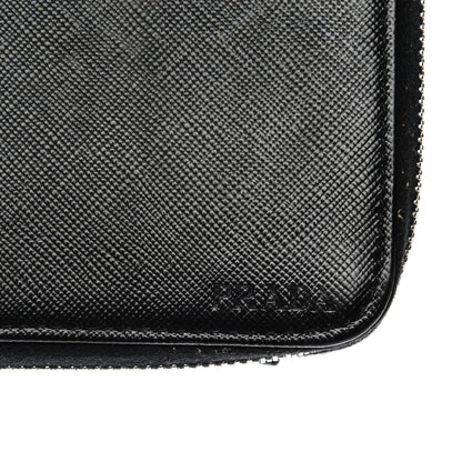 Prada Saffiano Large Zip Around Travel Wallet Nero Black 7 of 10