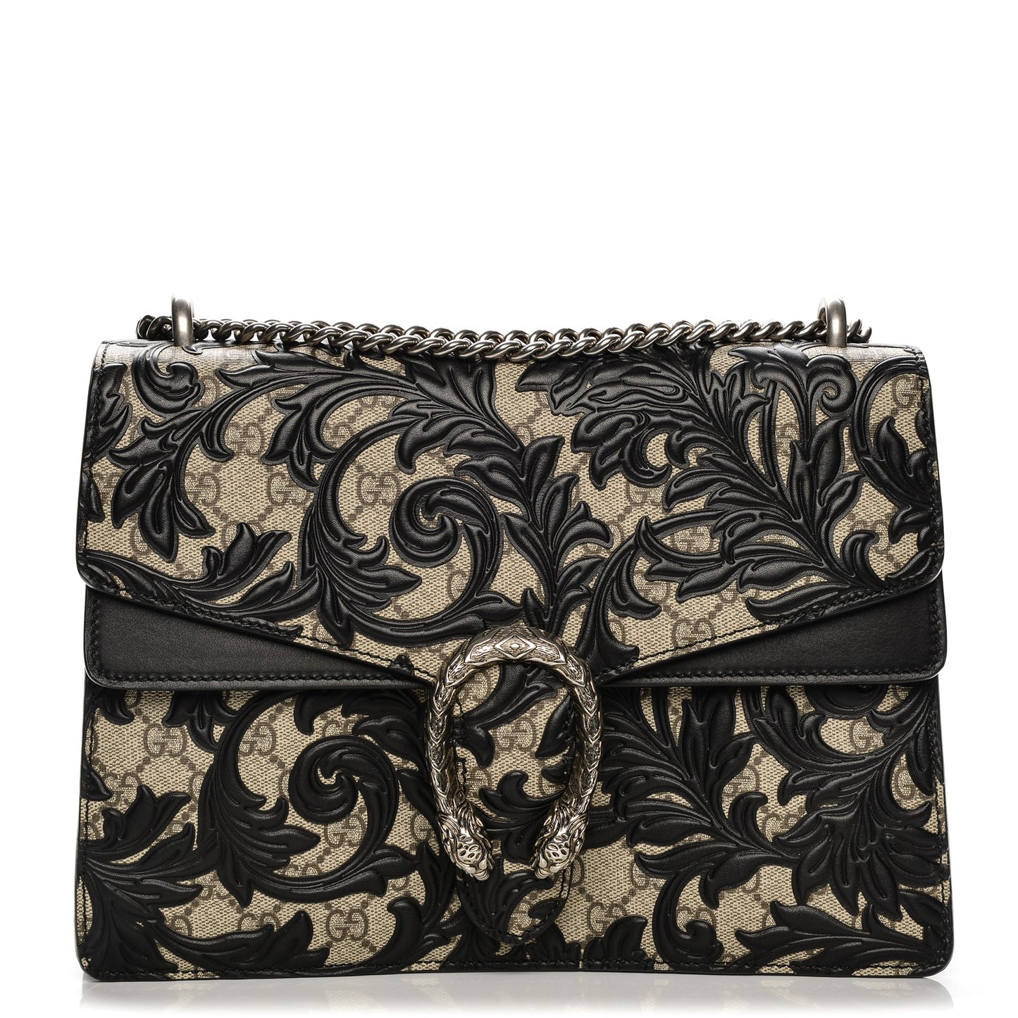 GG Supreme Monogram Arabesque Medium Dionysus Shoulder Bag Black