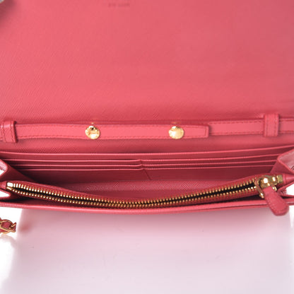 Prada Saffiano Metal Oro Chain Wallet Peonia 5 of 13