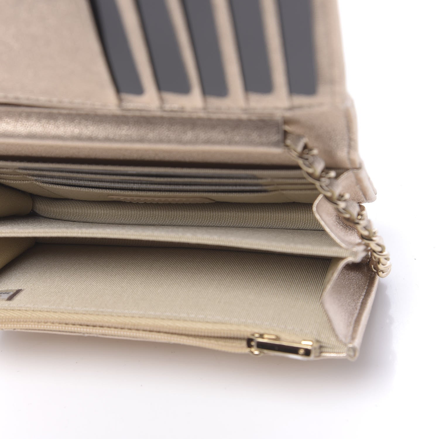 Chanel Metallic Lambskin Quilted Mini Wallet On Chain WOC Gold 5 of 11