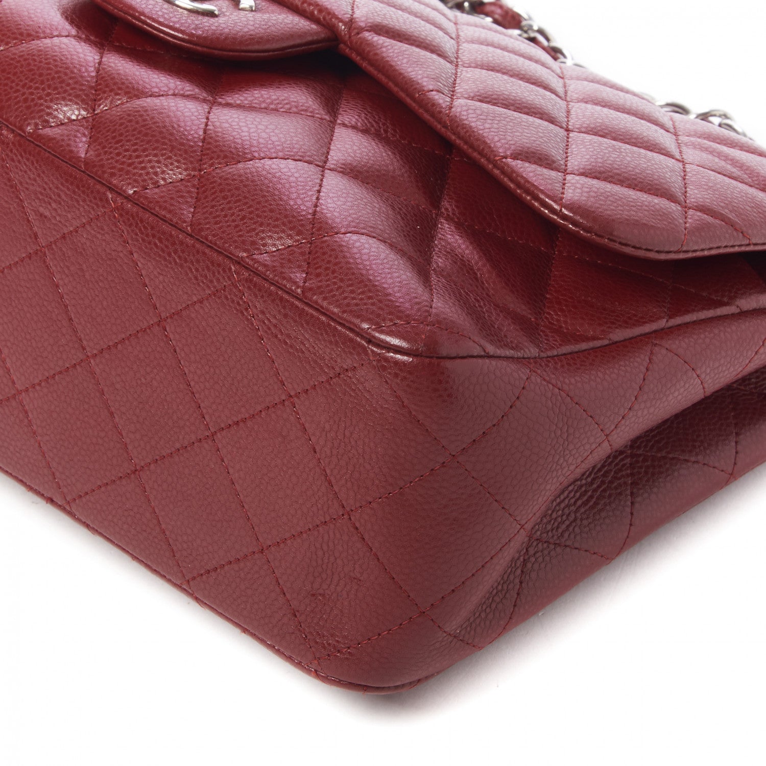 Chanel Caviar Quilted Jumbo Double Flap Dark Red 5 of 10