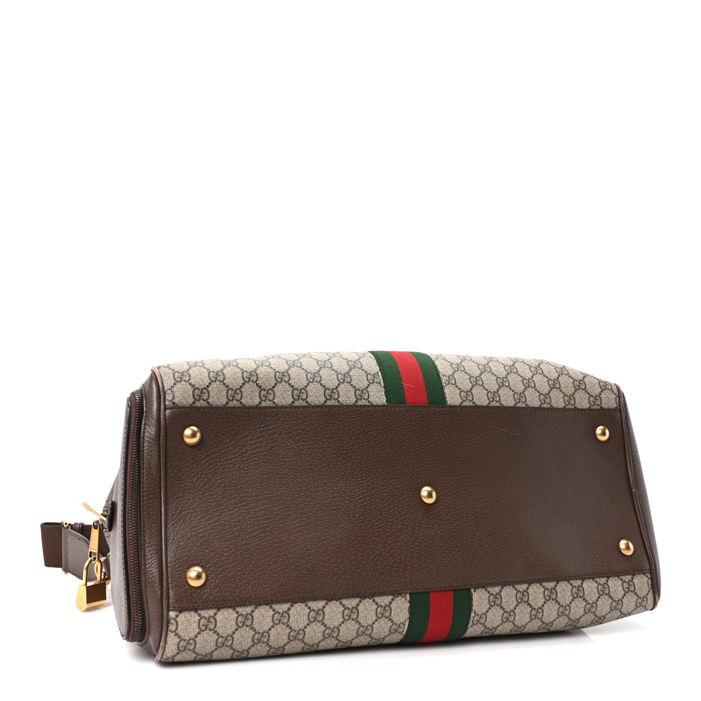 GG Supreme Monogram Textured Dollar Calfskin Web Large Savoy Bowling Bag Beige Ebony New Acero