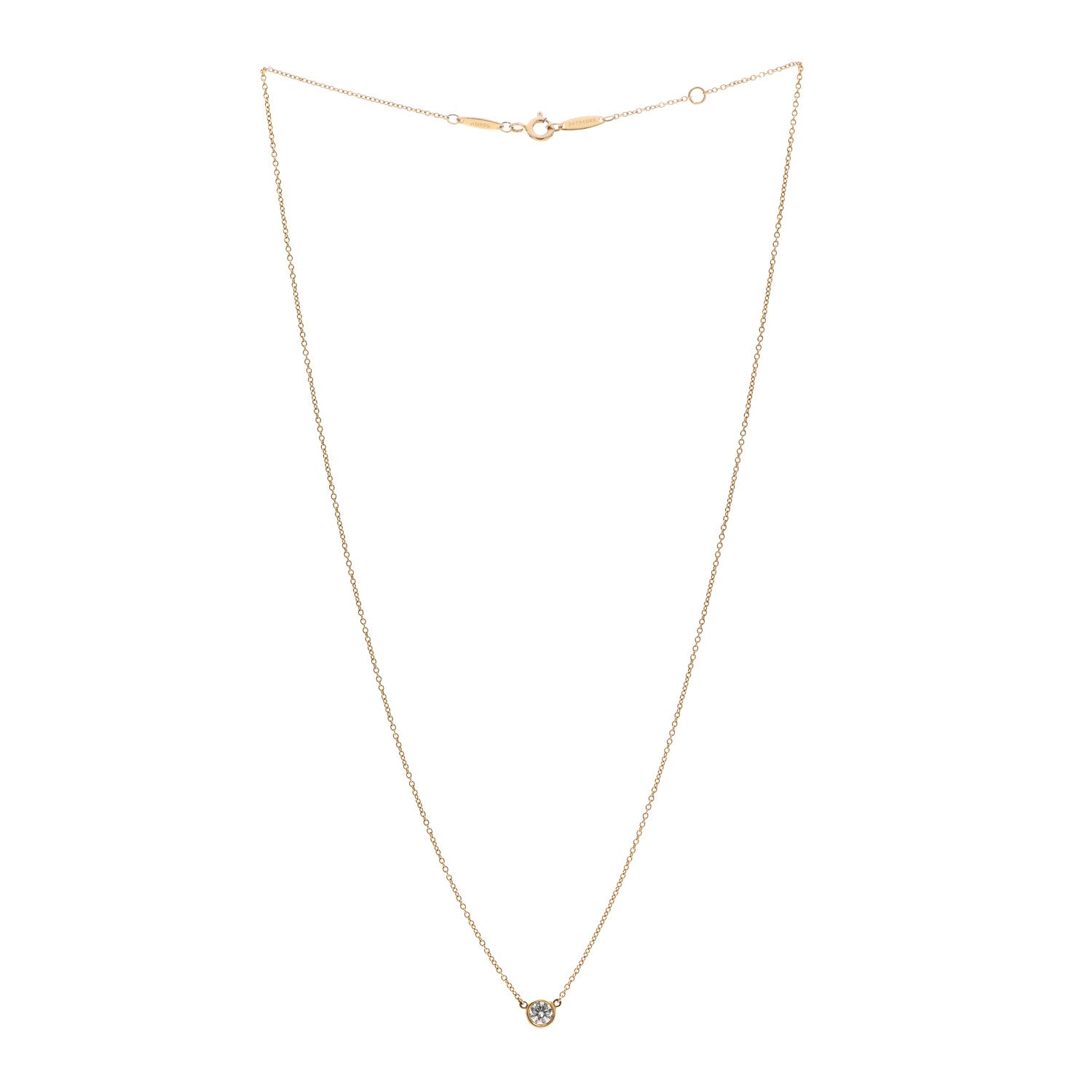 Tiffany 18K Yellow Gold Diamond .28ct Elsa Peretti Diamonds by the Yard Pendant Necklace 3 of 8