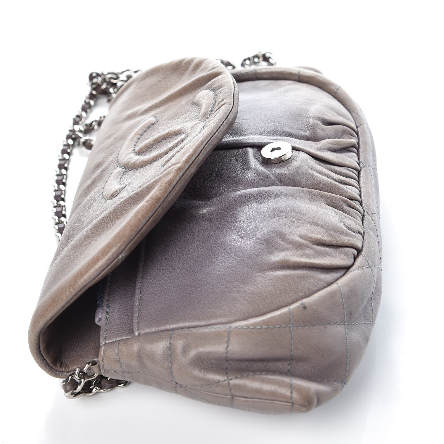 Chanel Lambskin Half Moon Wallet on Chain WOC Light Grey 11 of 11