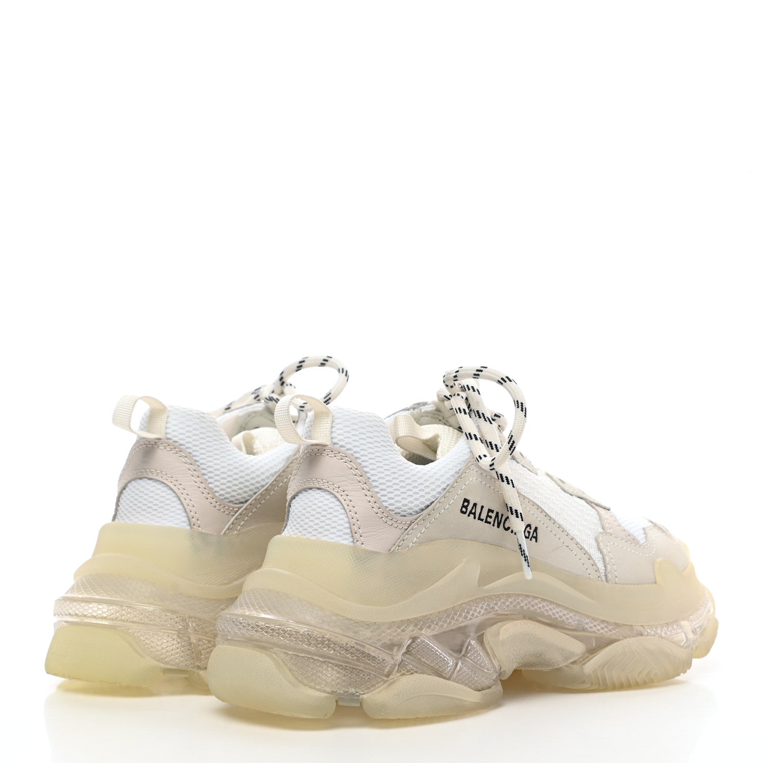 Balenciaga Fabric Mesh Clear Sole Womens Triple S Sneakers 37 White 4 of 8