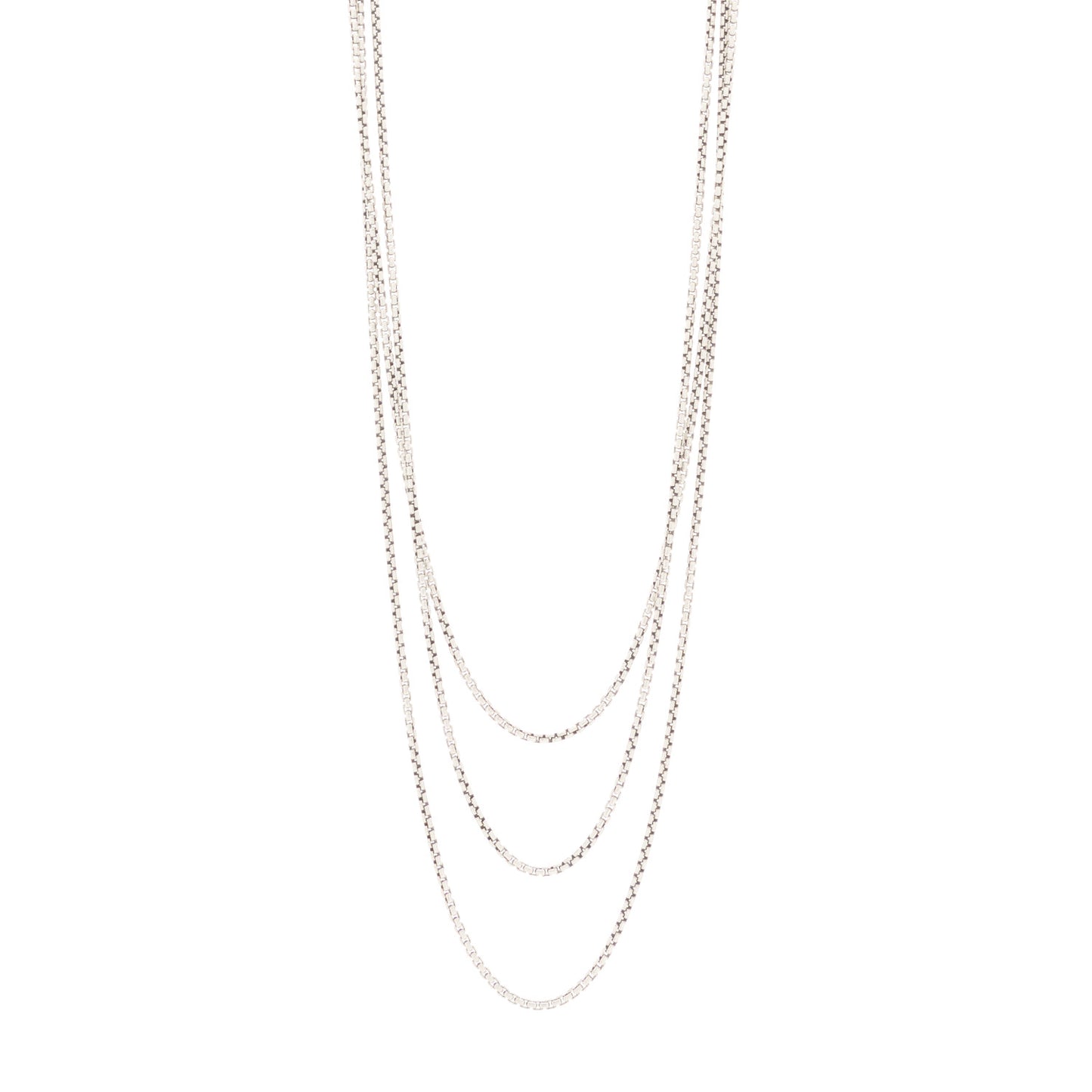 Sterling Silver 14K White Gold 2.7mm Box Chain Necklace 72"