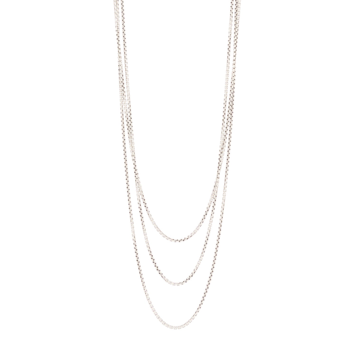David Yurman Sterling Silver 14K White Gold 2.7mm Box Chain Necklace 72" 1 of 4