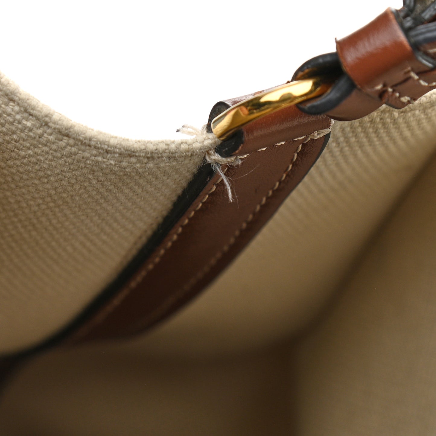 Canvas Cotton Small Peggy Bucket Bag Natural Gold