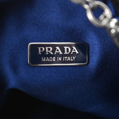 Prada Satin Net Chain Bag Blue Black 6 of 9