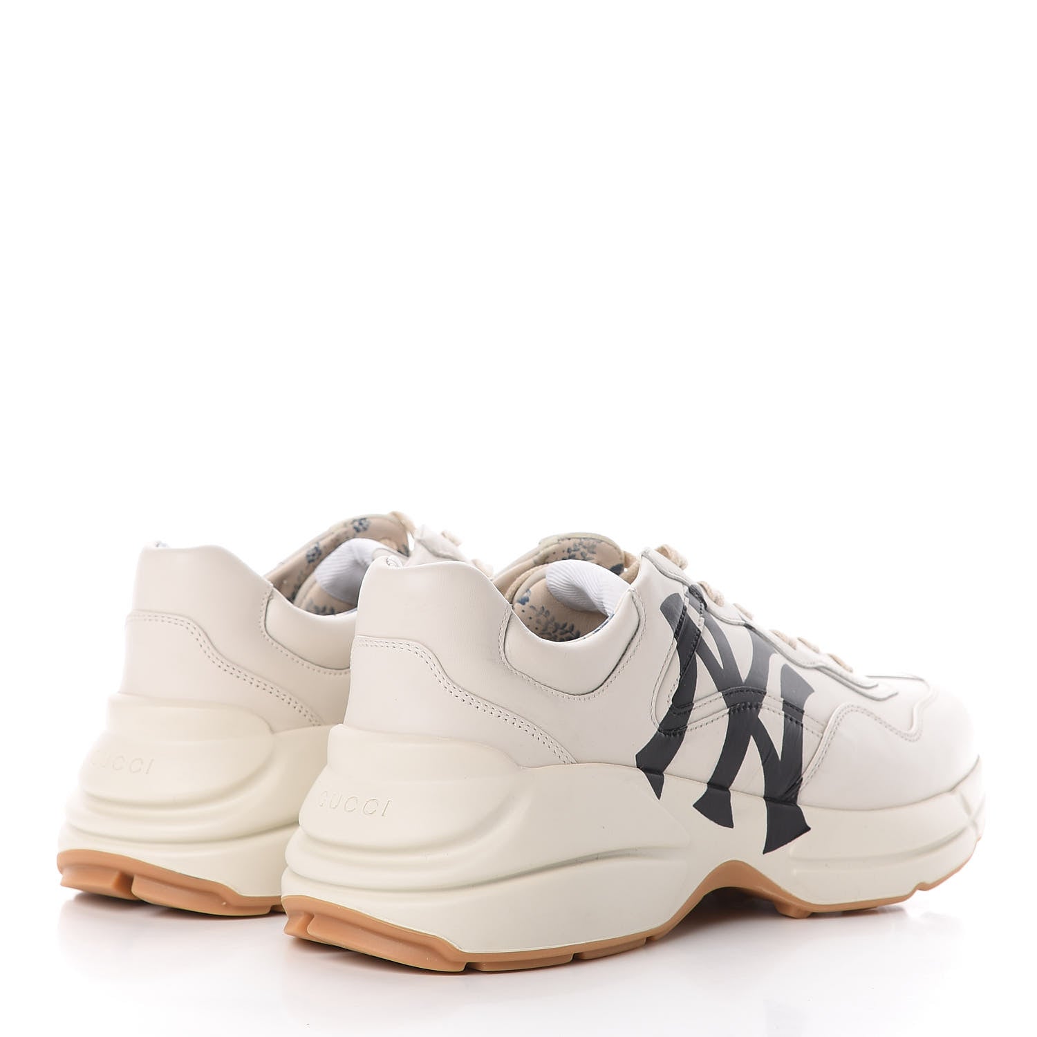 Gucci X MLB Calfskin NY Yankees Mens Rhyton Sneakers 8 Mystic White 4 of 10