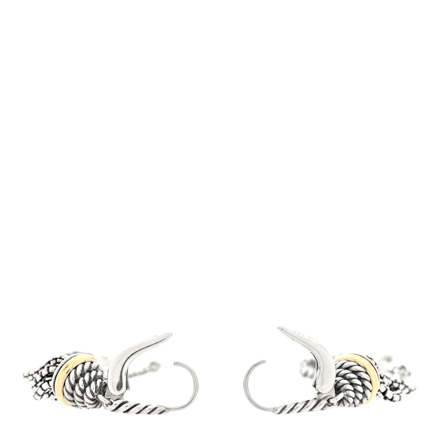 David Yurman Sterling Silver 14K Yellow Gold Tassel Drop Earrings 3 of 4