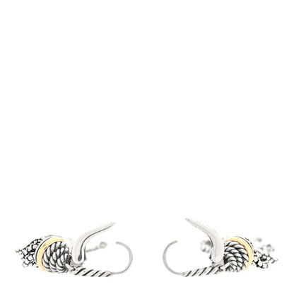 David Yurman Sterling Silver 14K Yellow Gold Tassel Drop Earrings 3 of 4