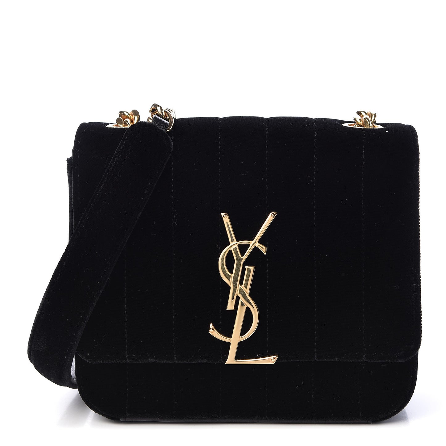 Velvet Matelasse Small Vicky Chain Bag Black