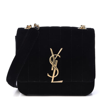 Saint Laurent Velvet Matelasse Small Vicky Chain Bag Black 1 of 12