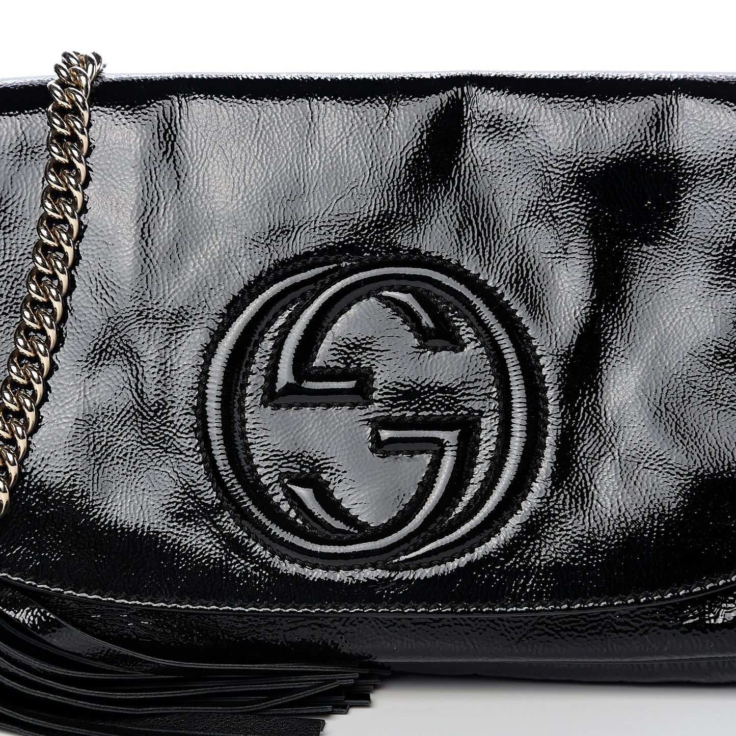 Patent Medium Soho Flap Crossbody Black