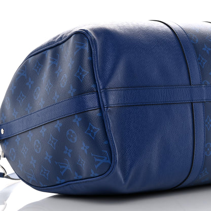 Louis Vuitton Taiga Monogram Eclipse Keepall Bandouliere 50 Pacific Blue 7 of 12